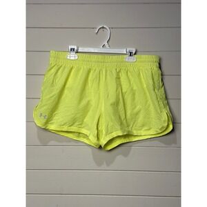 NWOT Under Armour HeatGear Neon Yellow Running Shorts Women's Size Medium
